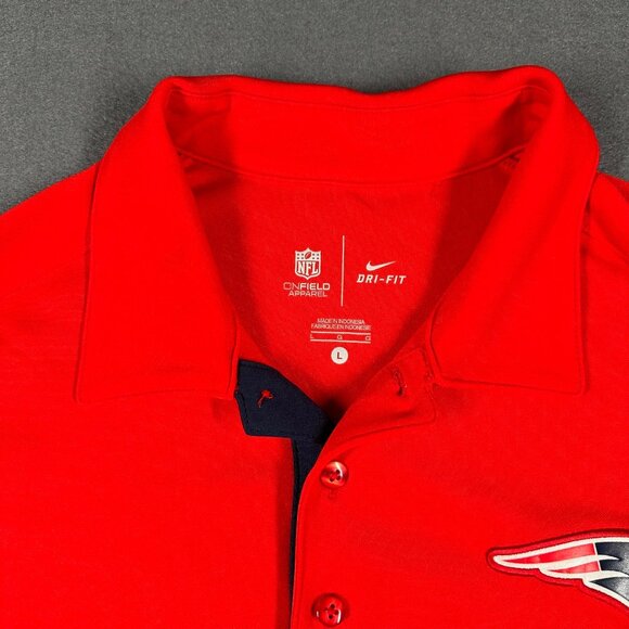 Nike Polo Shirt Mens Large Red New England Patriots NFL On Field Apparel - Picture 8 of 15
